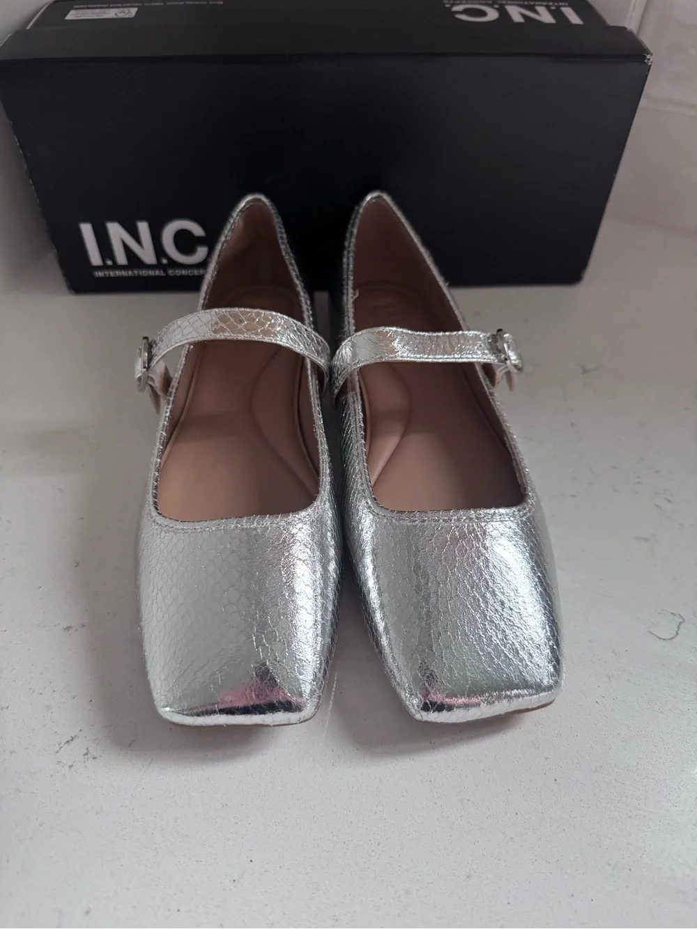 INC International Concepts Silver Women’s Mary Jane Flats